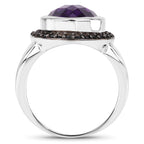 Amethyst Ring With Black Spinel 5.32 Carats Sterling Silver