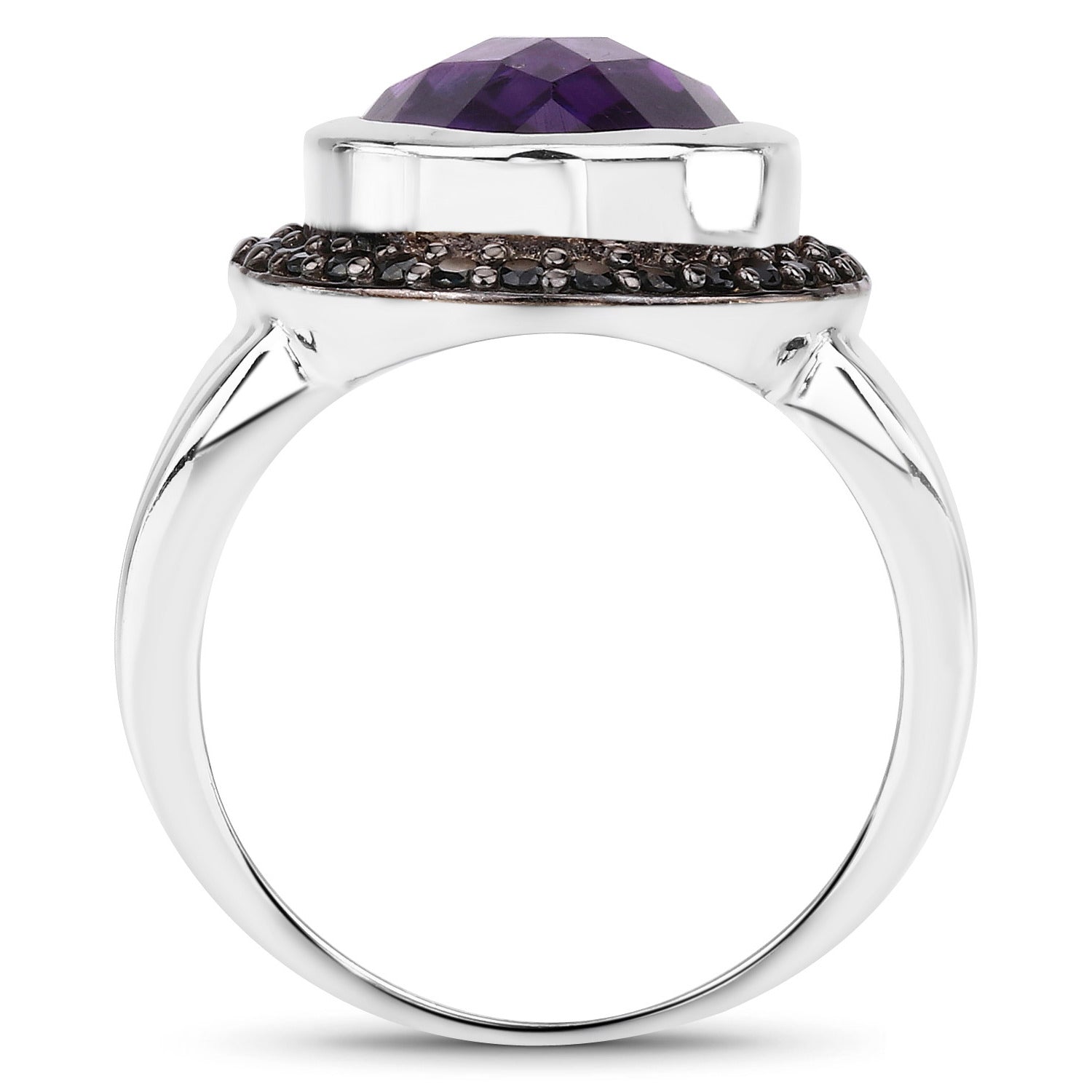 Amethyst Ring With Black Spinel 5.32 Carats Sterling Silver