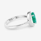 Zambian Emerald Ring With Diamonds 1.88 Carats 14K White Gold
