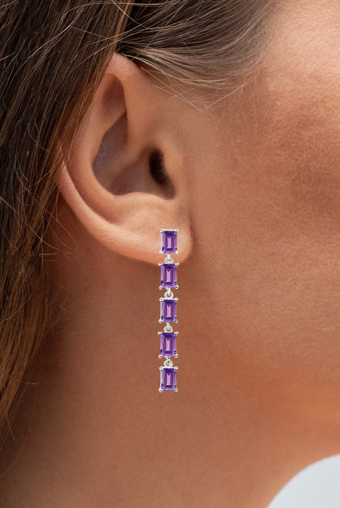 Amethyst Earrings 5.48 Carats Sterling Silver