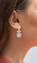 Aquamarine Dangle Earrings 4.4 Carats Rhodium Plated Silver