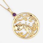 Amethyst Aquarius Pendant 0.22 Carats Gold Plated Silver