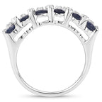 Blue Sapphire Ring With White Topaz 3.62 Carats Sterling Silver