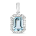 Aquamarine Pendant With White Topaz 1.52 Carats Sterling Silver