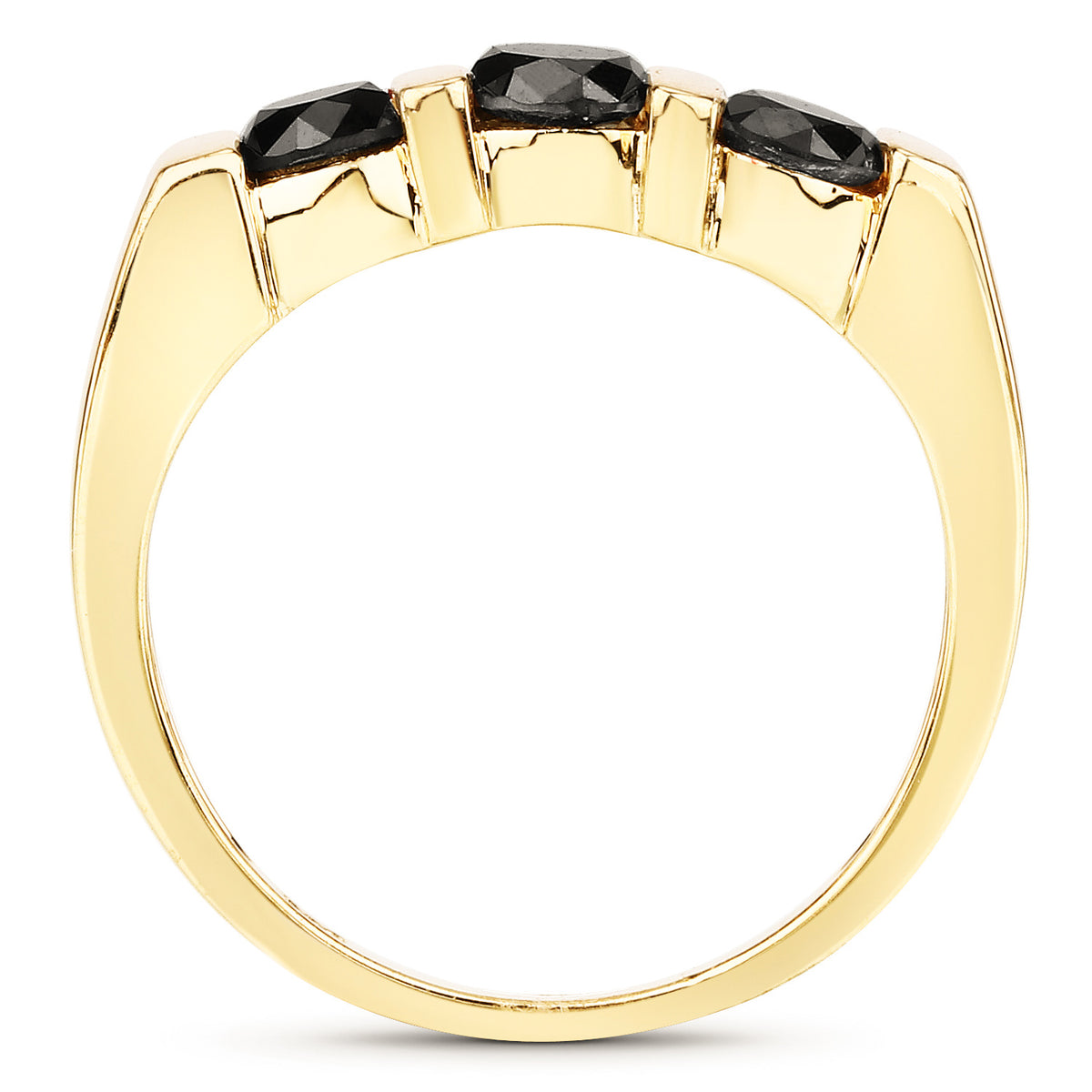 Black Diamond Ring 1.18 Carats Gold Plated Silver