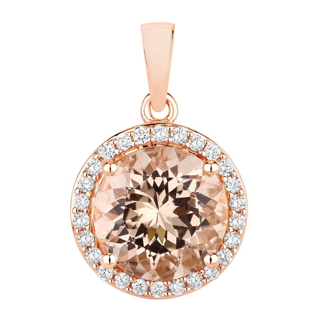 Morganite Pendant With Diamonds 3.58 Carats 14K Rose Gold