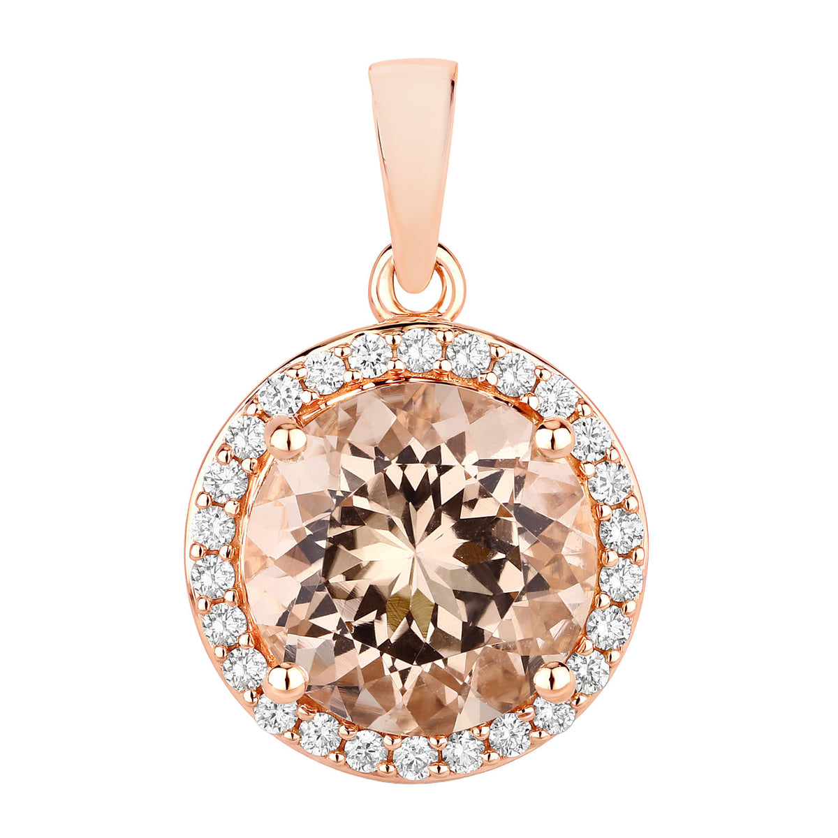 Morganite Pendant With Diamonds 3.58 Carats 14K Rose Gold