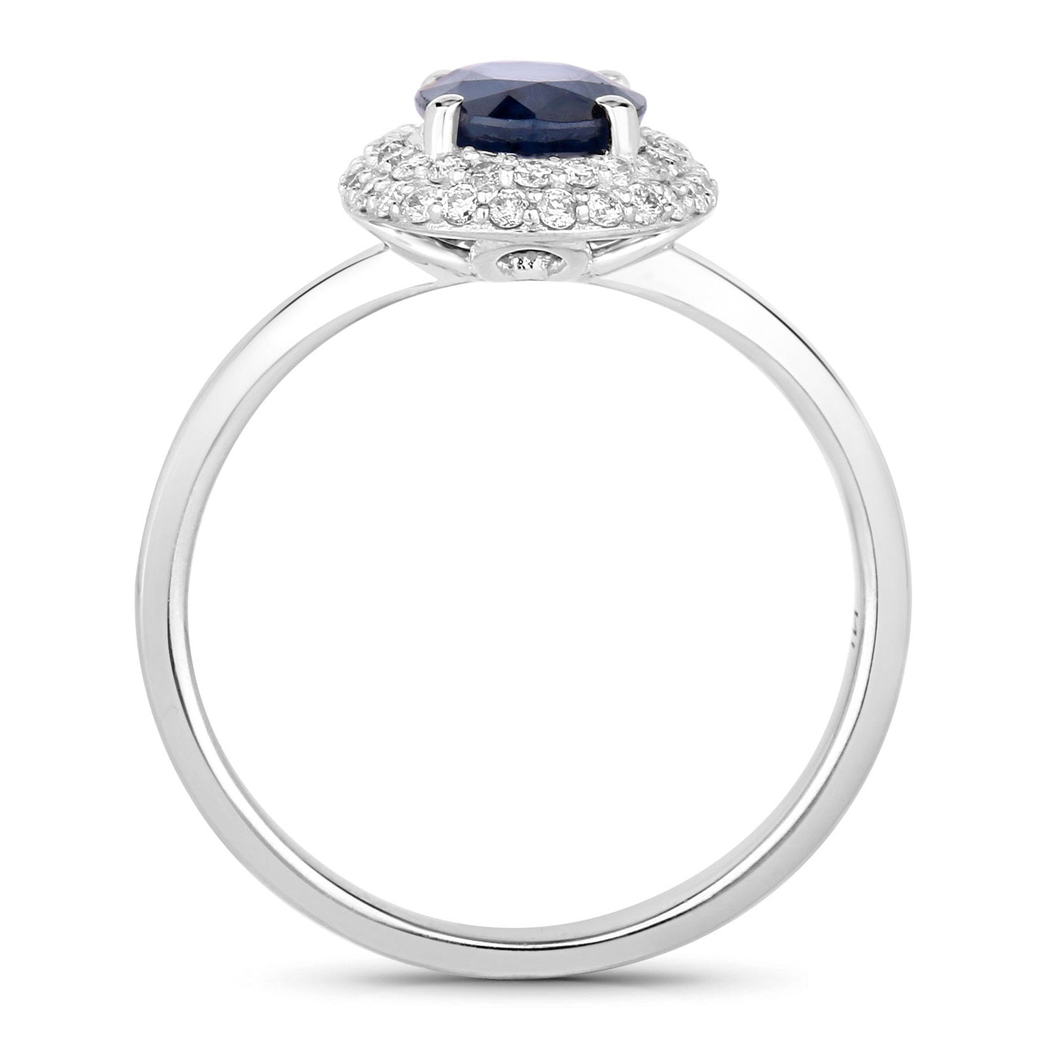 Blue Sapphire Ring With Diamonds 1.82 Carats 14K White Gold