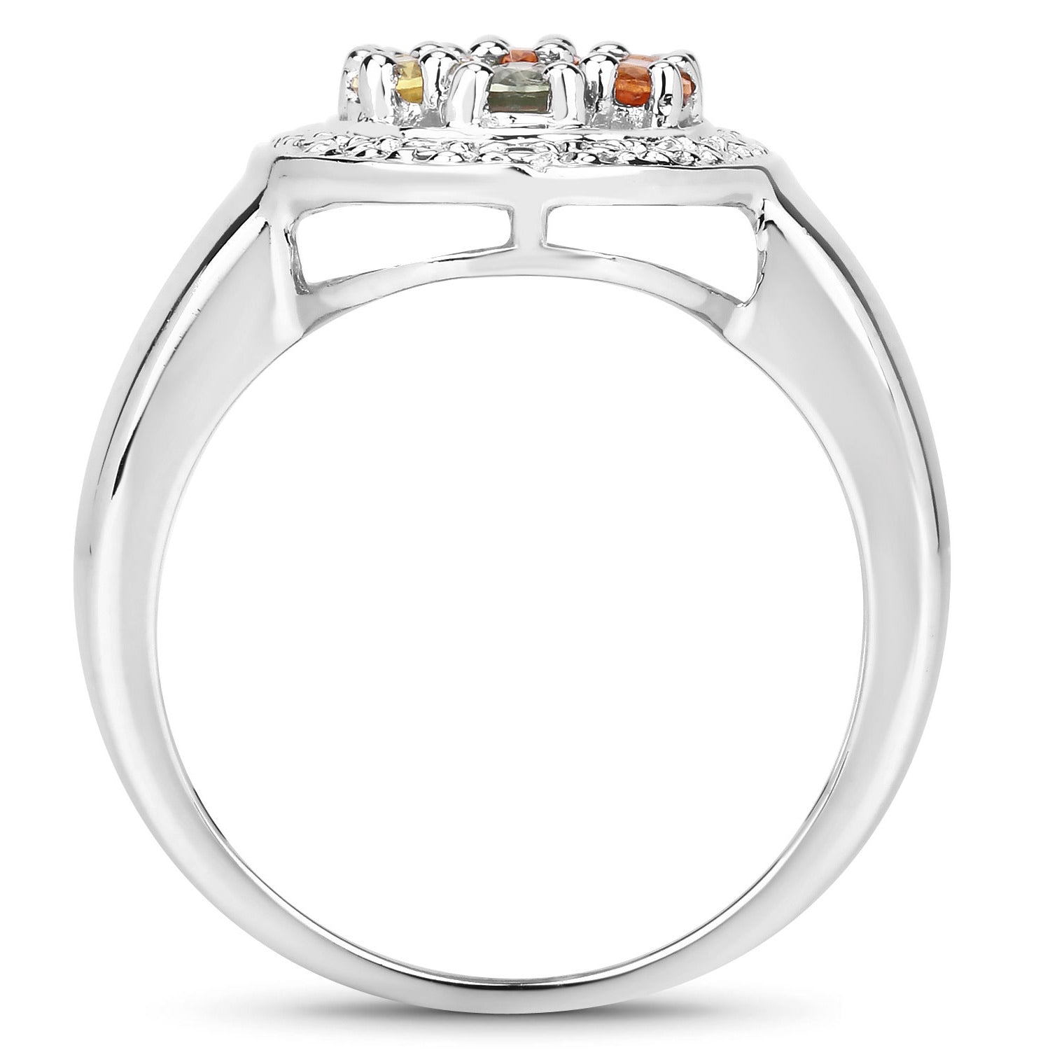 Multicolor Sapphire Ring 1.46 Carats Sterling Silver