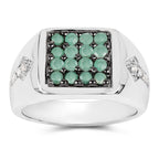 Emerald Ring With Diamonds 0.56 Carats Sterling Silver