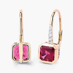 Rubellite Earrings With Diamonds 2.53 Carats 14K Yellow Gold