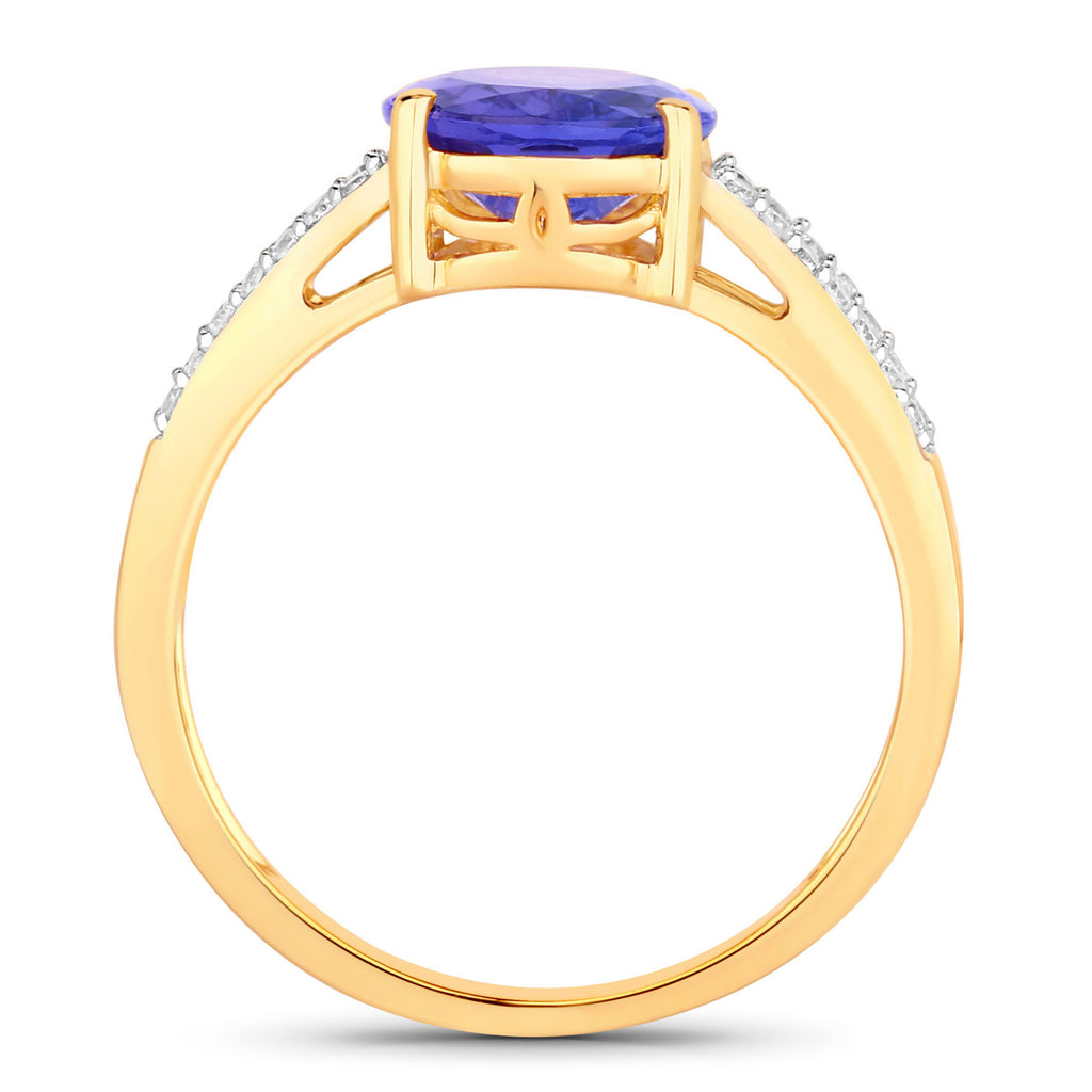 Tanzanite Ring With Diamonds 2.64 Carats 14K Yellow Gold