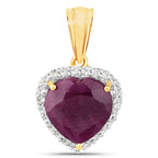 Ruby Heart Pendant With White Topaz 7.08 Carats Gold Plated Silver