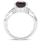 Smoky Quartz Ring With White Topaz 2 Carats Sterling Silver