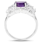 Amethyst Ring With White Zircon 2.7 Carats Sterling Silver