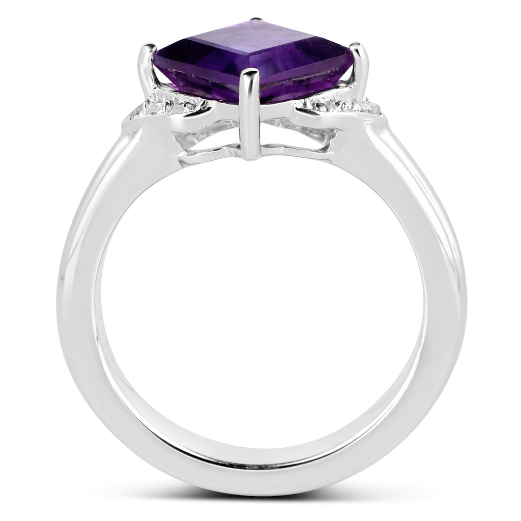 Amethyst Ring With White Topaz 2.52 Carats Sterling Silver