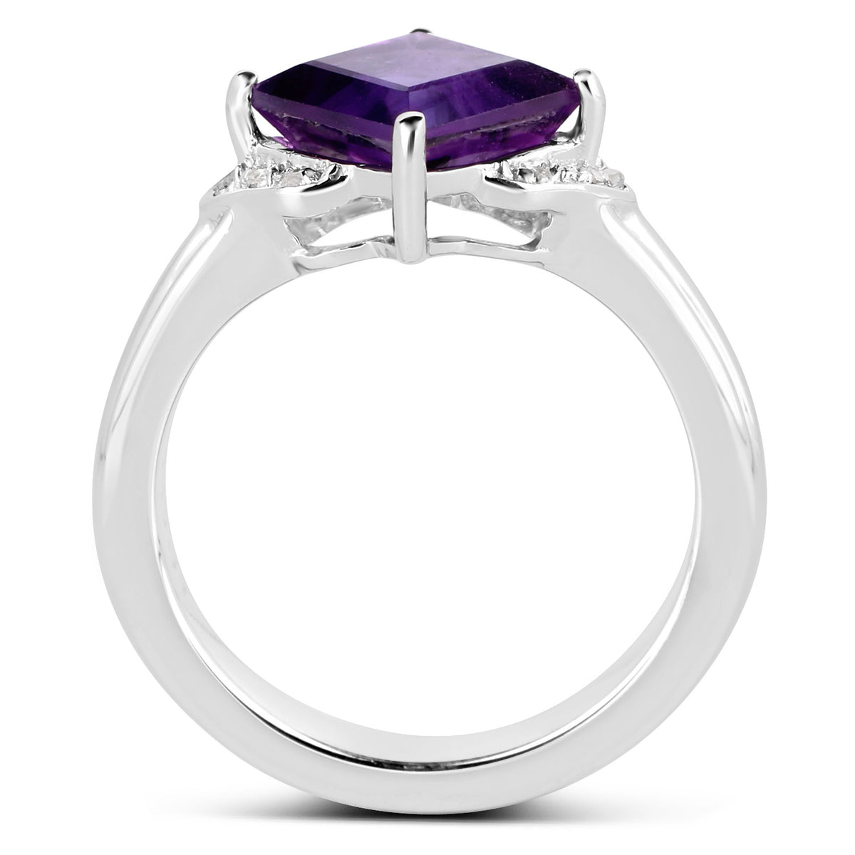 Amethyst Ring With White Topaz 2.52 Carats Sterling Silver