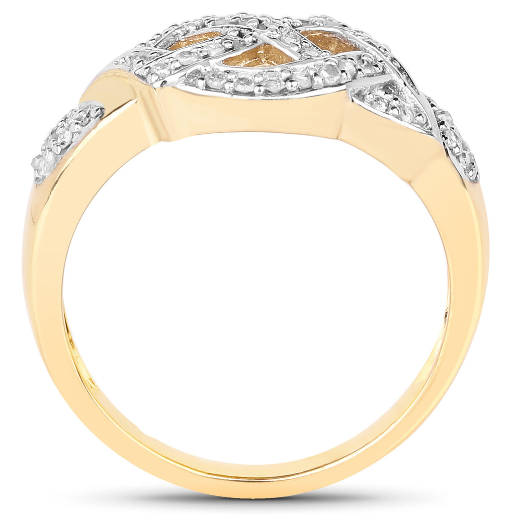 Diamond Infinity Ring 0.2 Carats Gold Plated Silver