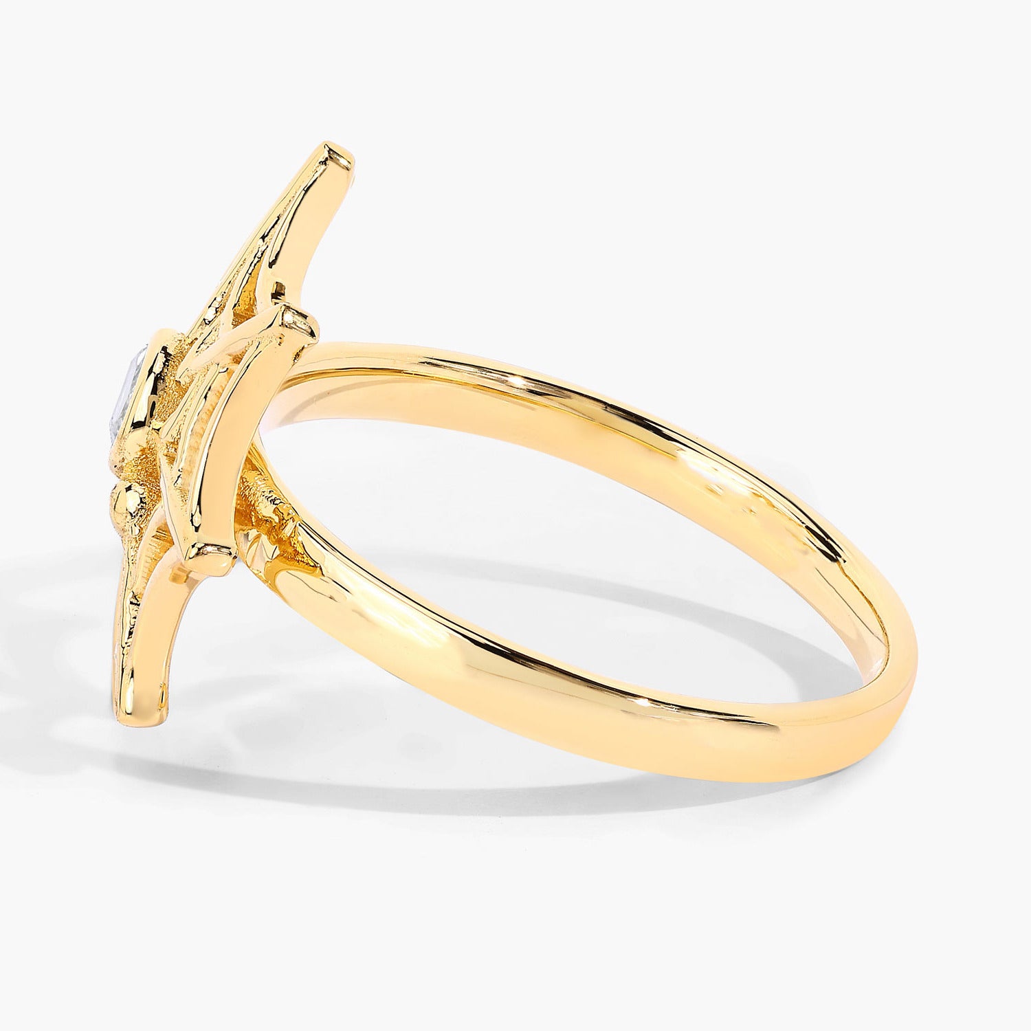 Blue Topaz Spider Web Ring 0.1 Carats Gold Plated Silver
