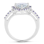 Aquamarine Ring With Tanzanite 1.36 Carats Sterling Silver