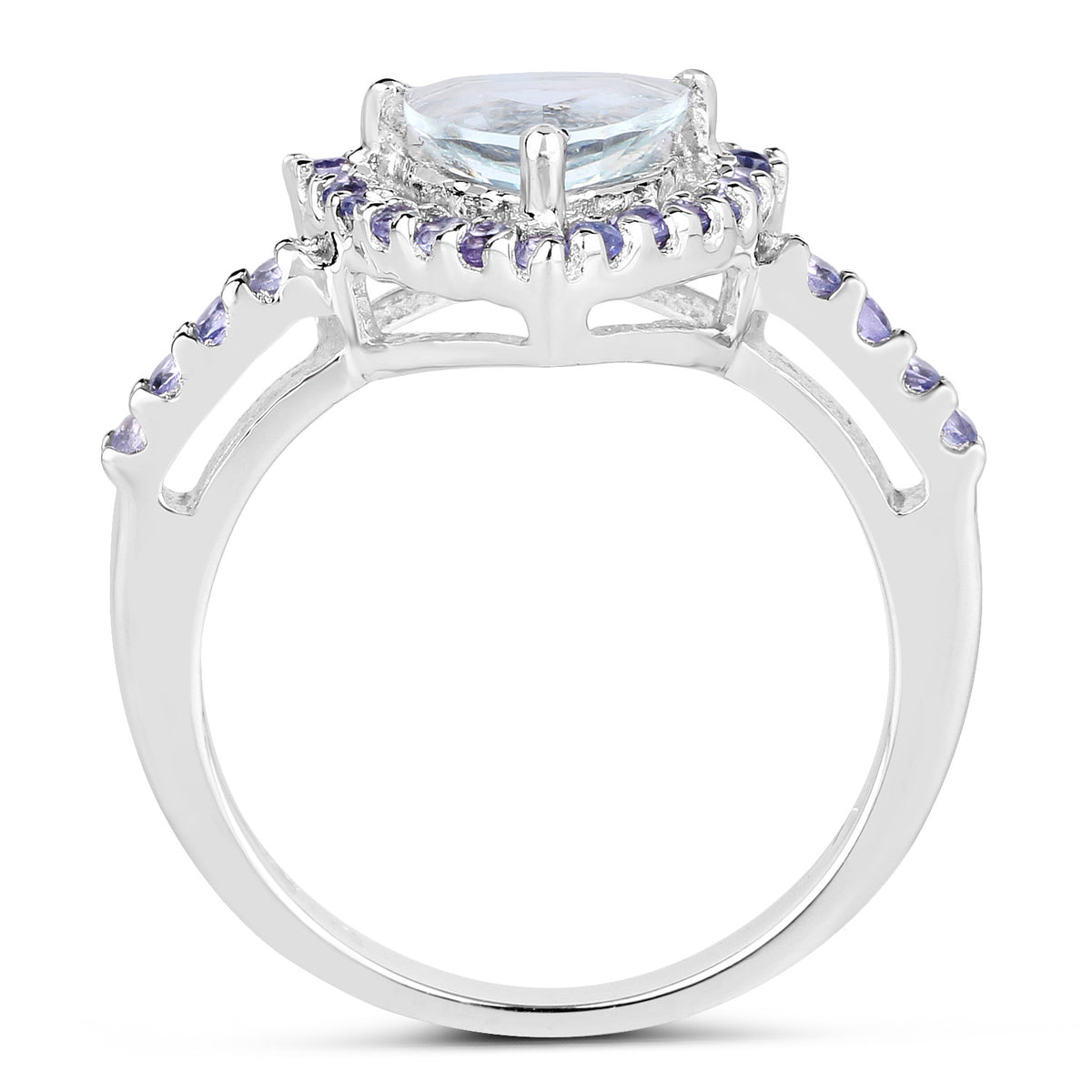 Aquamarine Ring With Tanzanite 1.36 Carats Sterling Silver
