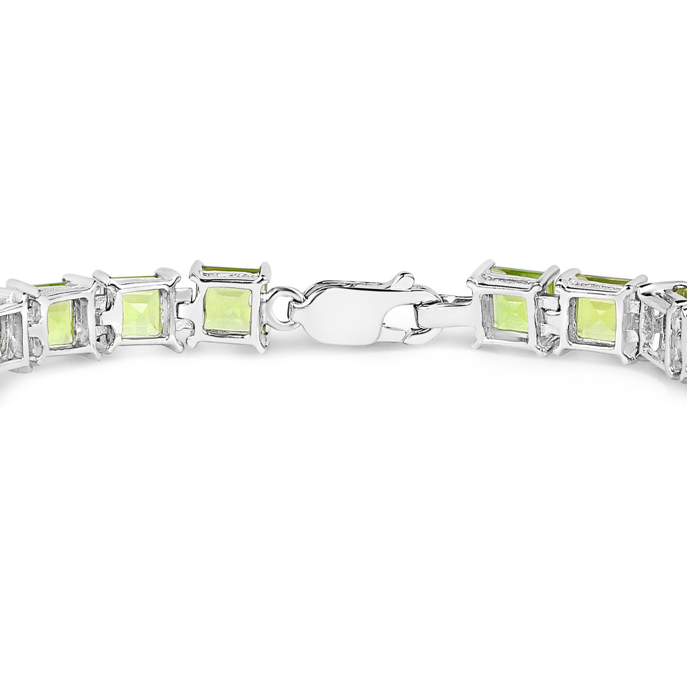 Peridot Tennis Bracelet 15 Carats Rhodium Plated Sterling Silver