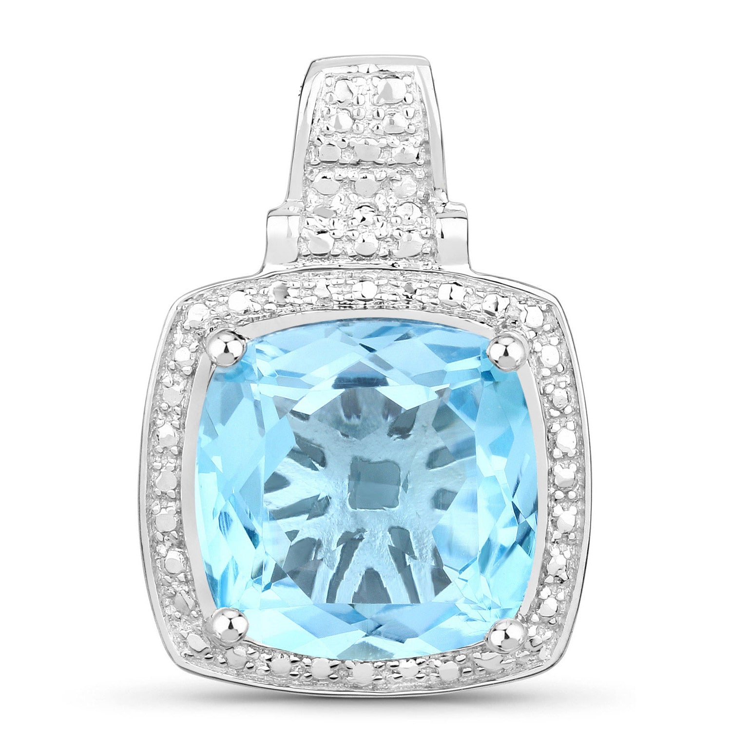 Blue Topaz Pendant 6.94 Carats Sterling Silver