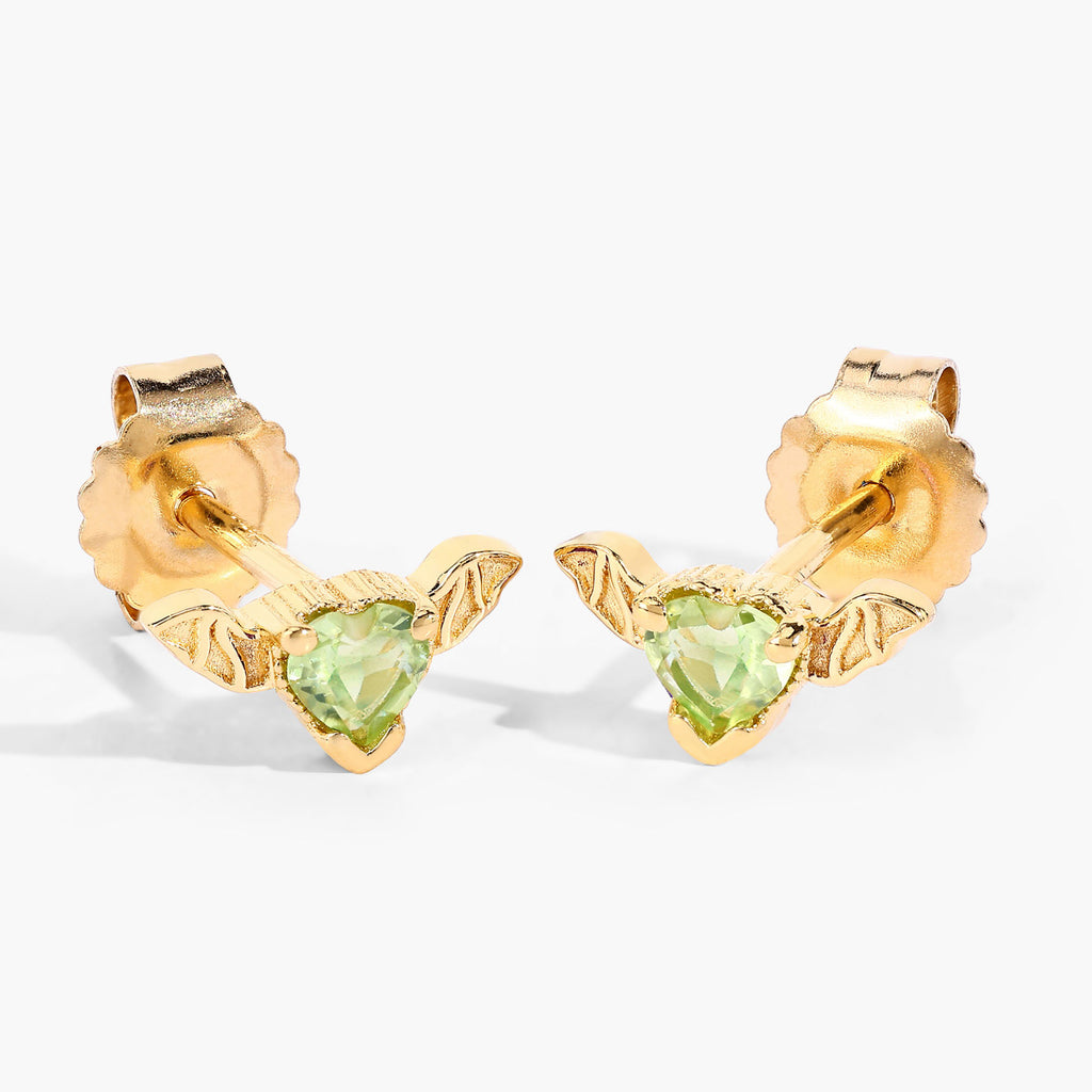 Peridot Bat Stud Earrings 0.34 Carats Gold Plated Silver