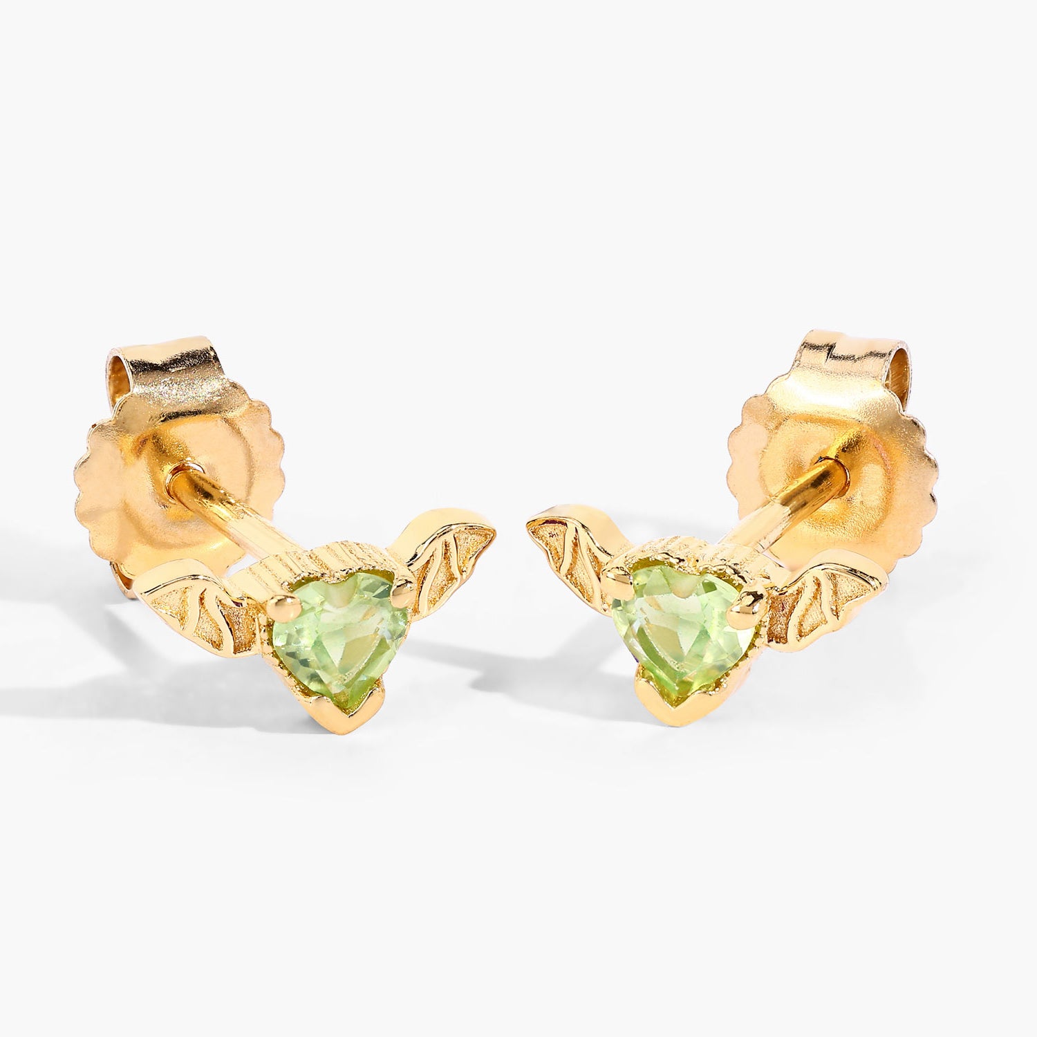 Peridot Bat Stud Earrings 0.34 Carats Gold Plated Silver