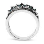 Blue Diamond Ring 0.5 Carats Sterling Silver