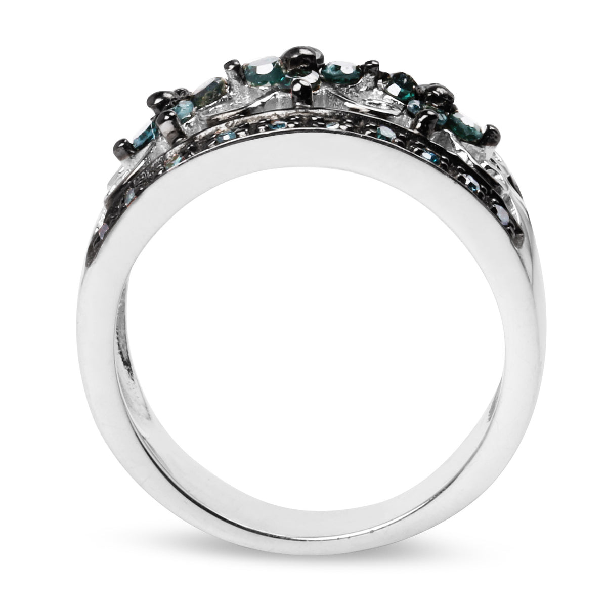 Blue Diamond Ring 0.5 Carats Sterling Silver