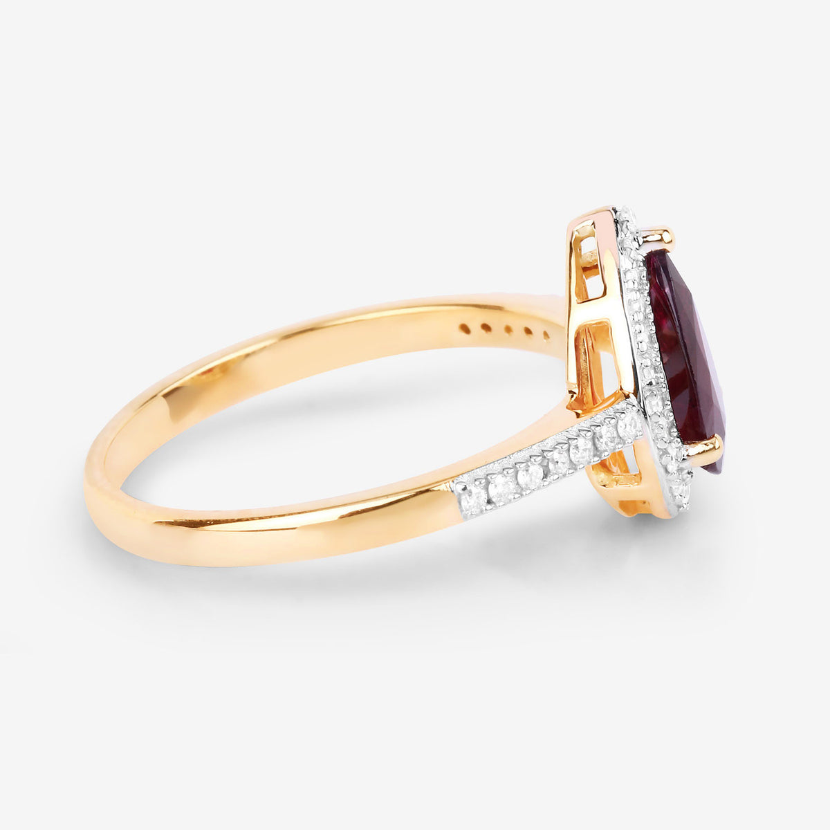 Ruby Ring With Diamonds 1.22 Carats 14K Yellow Gold
