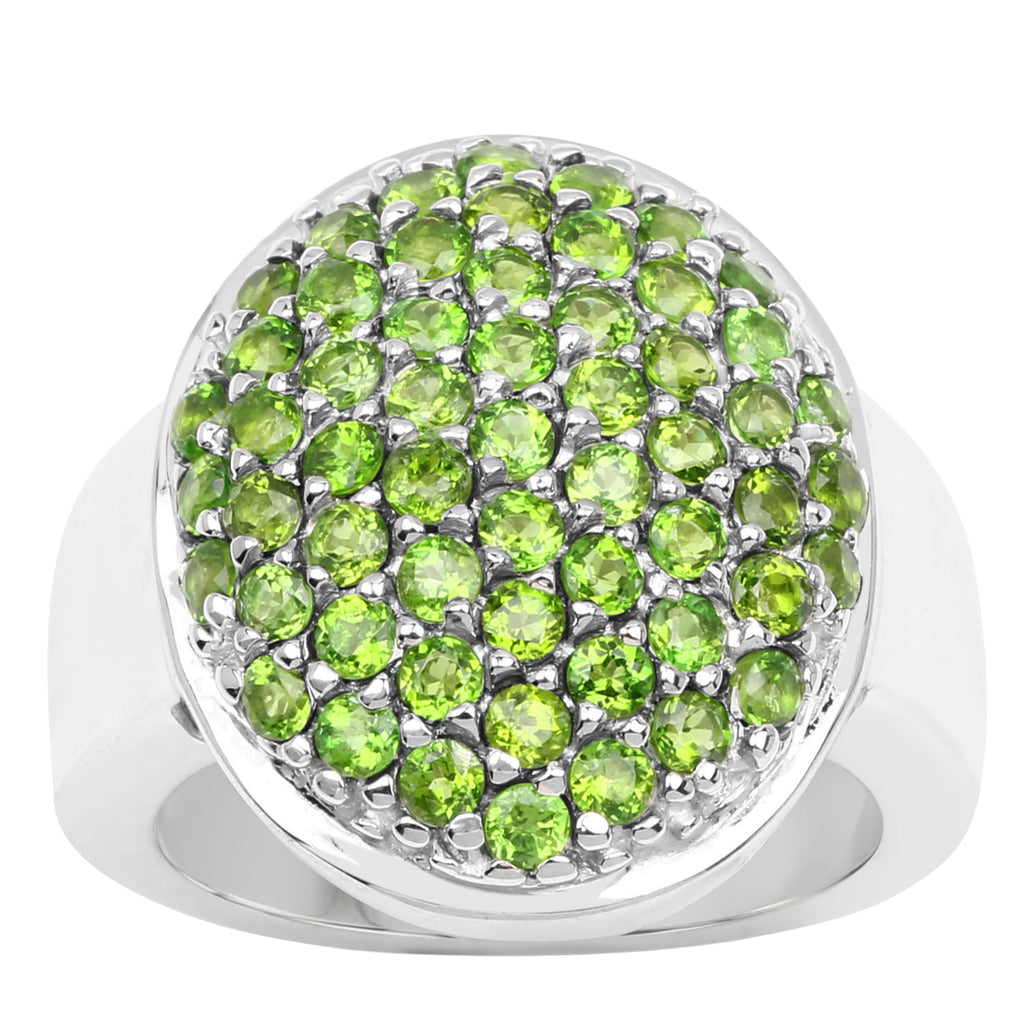 Chrome Diopside Dome Ring 2.16 Carats Sterling Silver