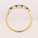 Natural Blue Sapphire Ring With White Topaz 0.94 Carats Gold Plated Silver