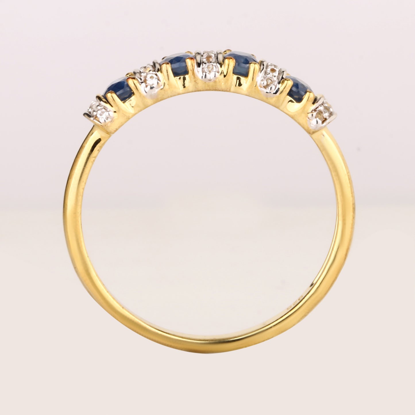 Natural Blue Sapphire Ring With White Topaz 0.94 Carats Gold Plated Silver