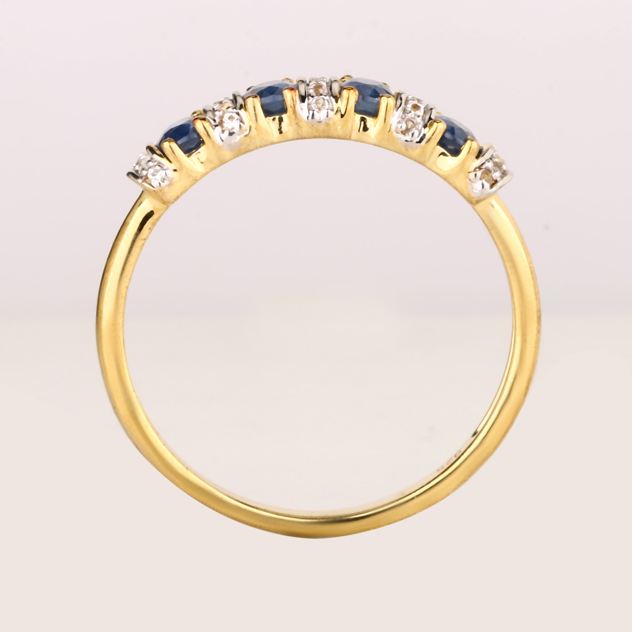 Natural Blue Sapphire Ring With White Topaz 0.94 Carats Gold Plated Silver