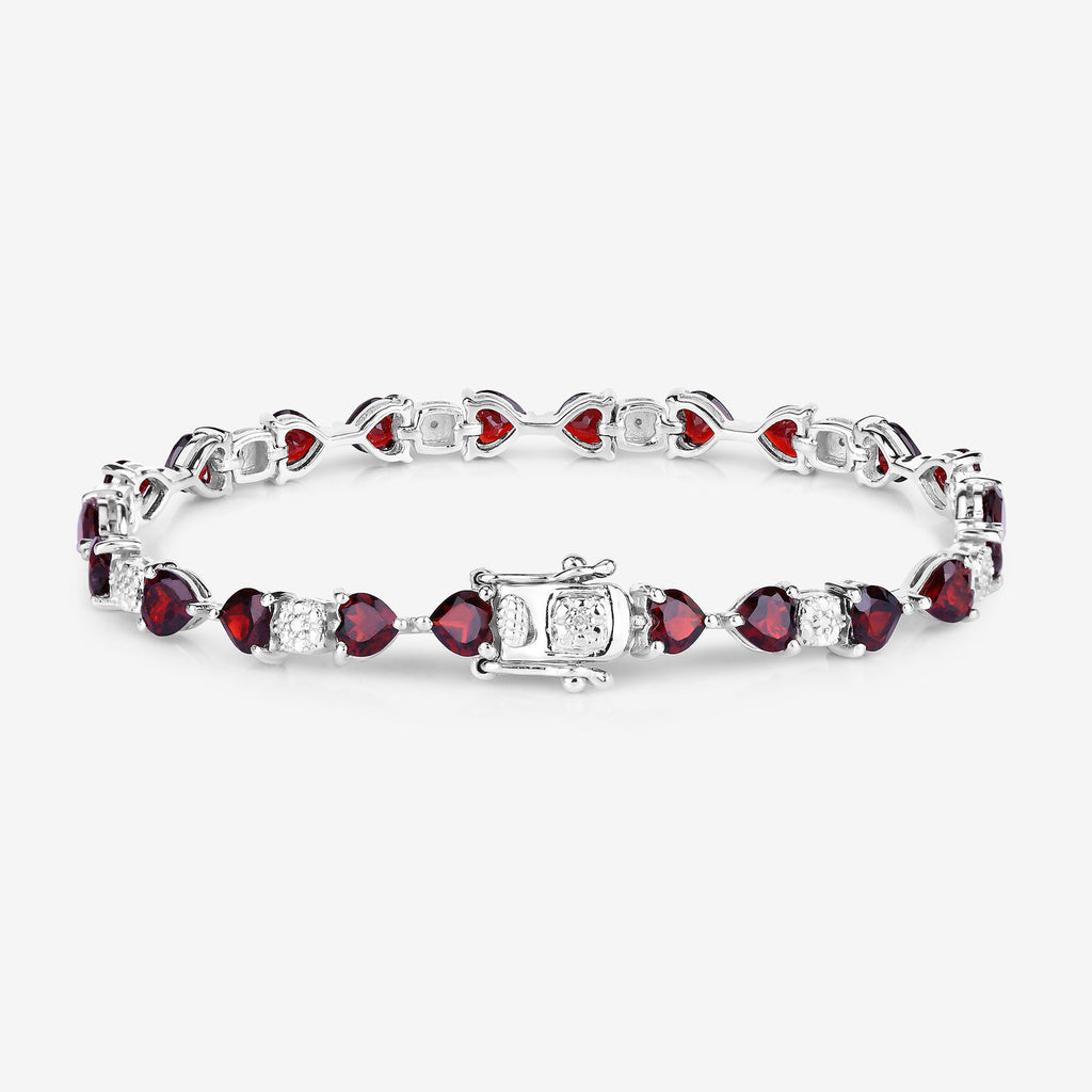 Garnet Tennis Bracelet With Diamonds 11 Carats Sterling Silver