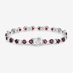 Garnet Tennis Bracelet With Diamonds 11 Carats Sterling Silver