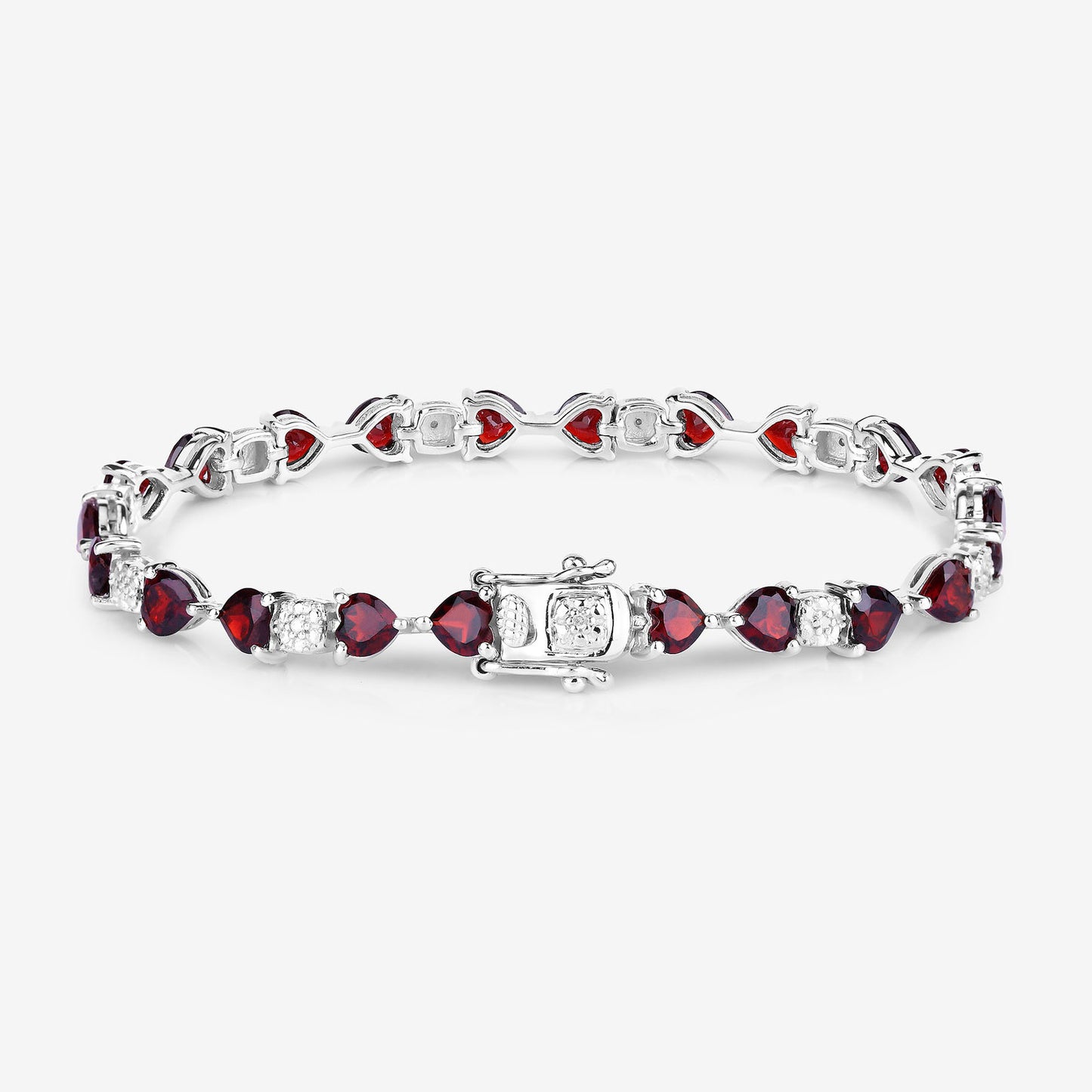 Garnet Tennis Bracelet With Diamonds 11 Carats Sterling Silver