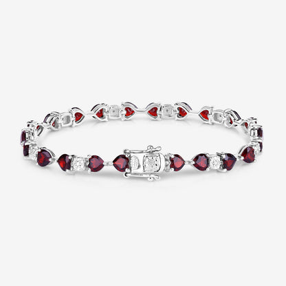 Garnet Tennis Bracelet With Diamonds 11 Carats Sterling Silver