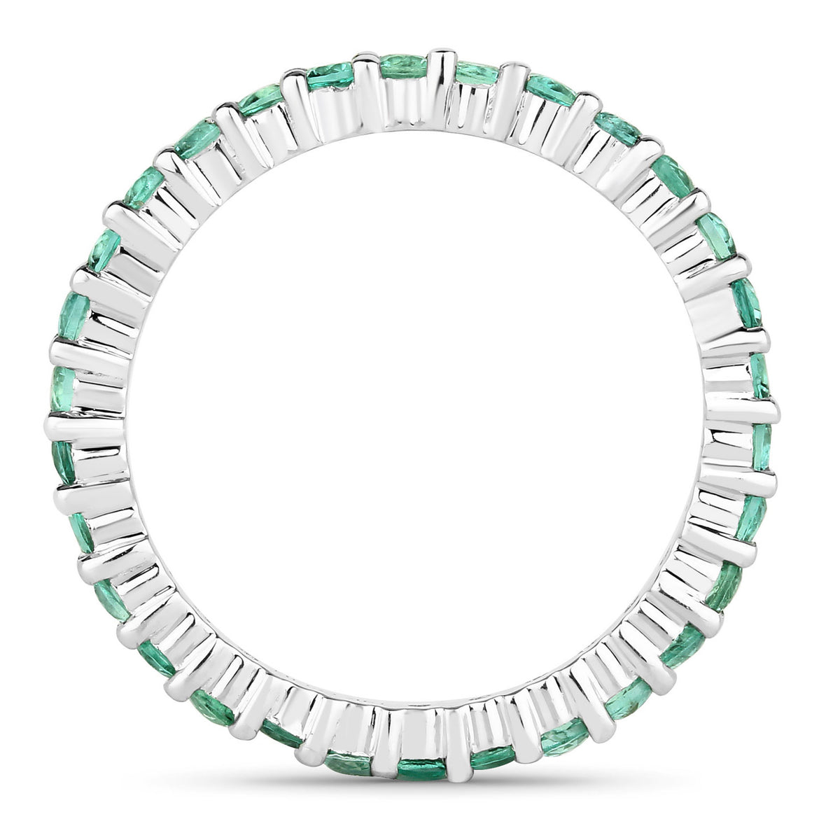Zambian Emerald Ring 1 Carats 14K White Gold