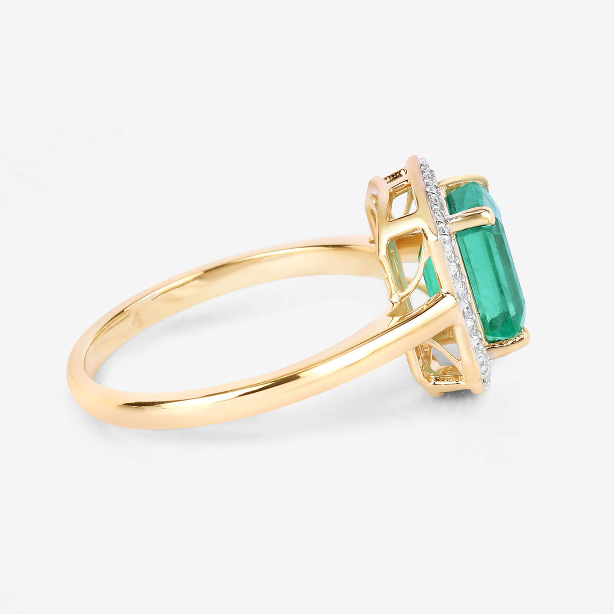 Ethiopian Emerald Ring With Diamonds 1.6 Carats 14K Yellow Gold