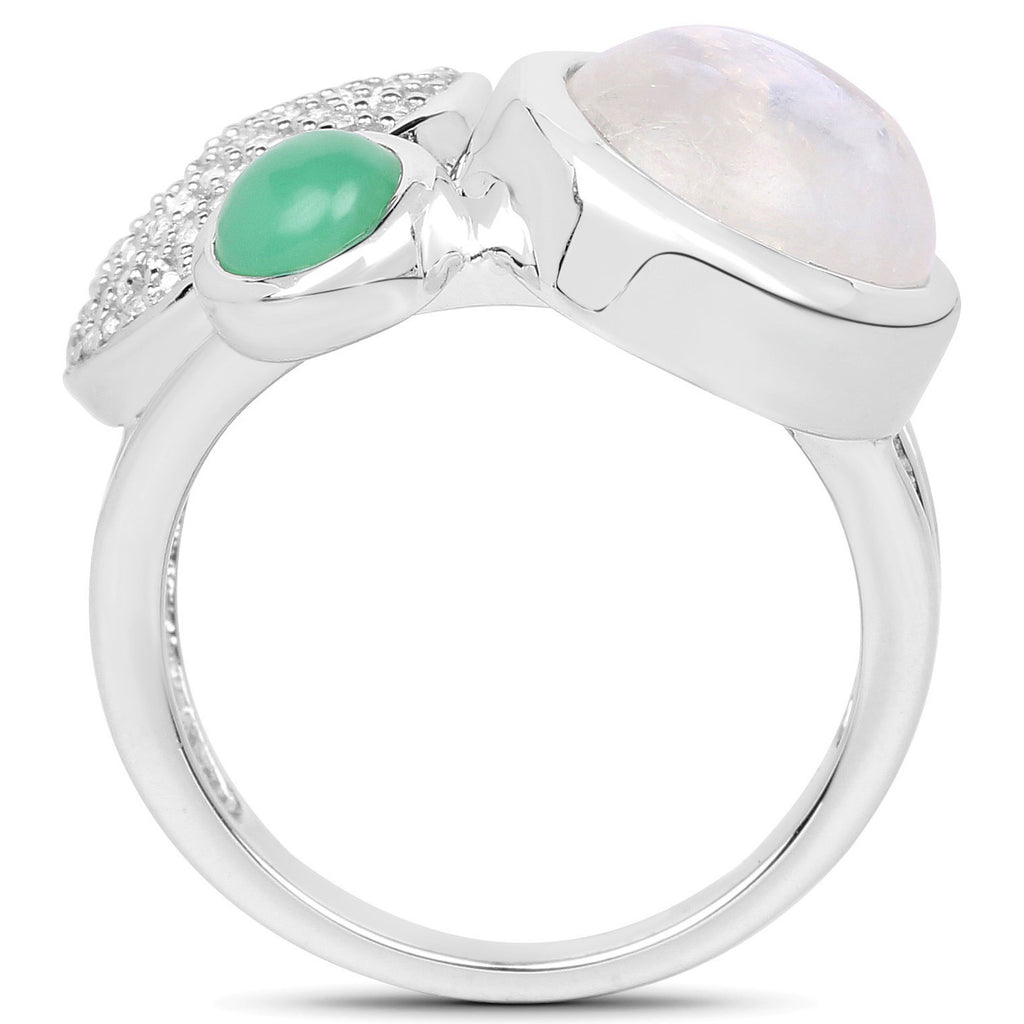 Natural Mixed Gemstones Ring 5.84 Carats Sterling Silver