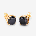 Black Diamond Stud Earrings 4.1 Carats 14K Yellow Gold