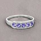 Tanzanite Ring With Diamonds 0.58 Carats 14K White Gold