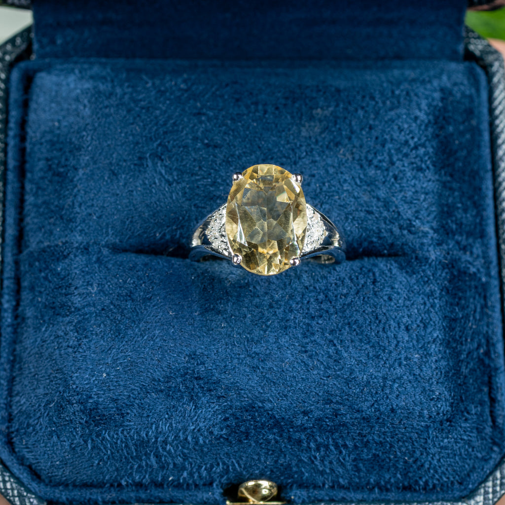 Citrine Ring Diamonds 4.53 Carats Sterling Silver