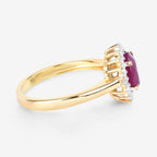 Ruby Ring With Diamonds 1.6 Carats 14K Yellow Gold