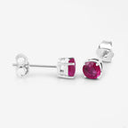 Ruby Stud Earrings 0.84 Carats 10K White Gold