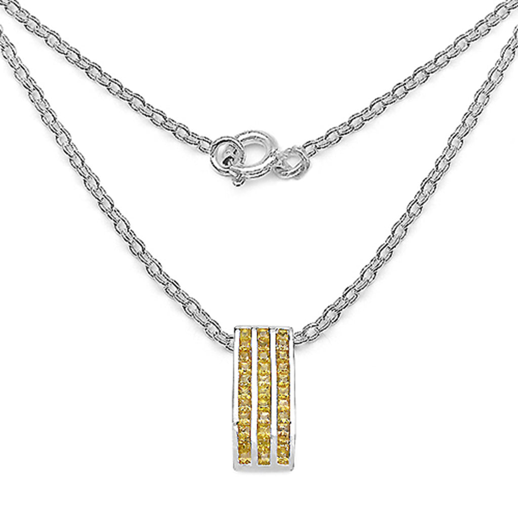 Yellow Sapphire Pendant 2.14 Carats Sterling Silver