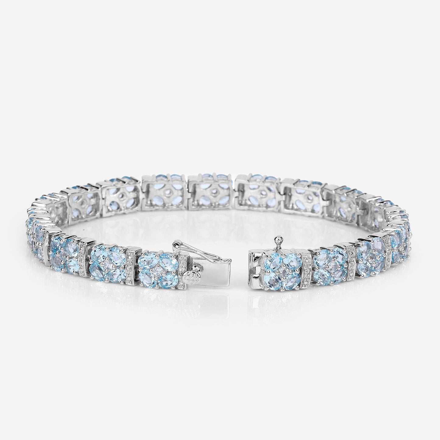 Blue Topaz Tennis Bracelet White Topaz 15 Carats Sterling Silver